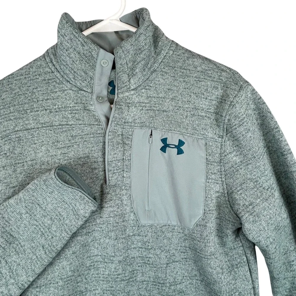 Under Armour Men's Speckled Fleece Quarter Zip Pullover Sweater Seafoam ‎ Size S